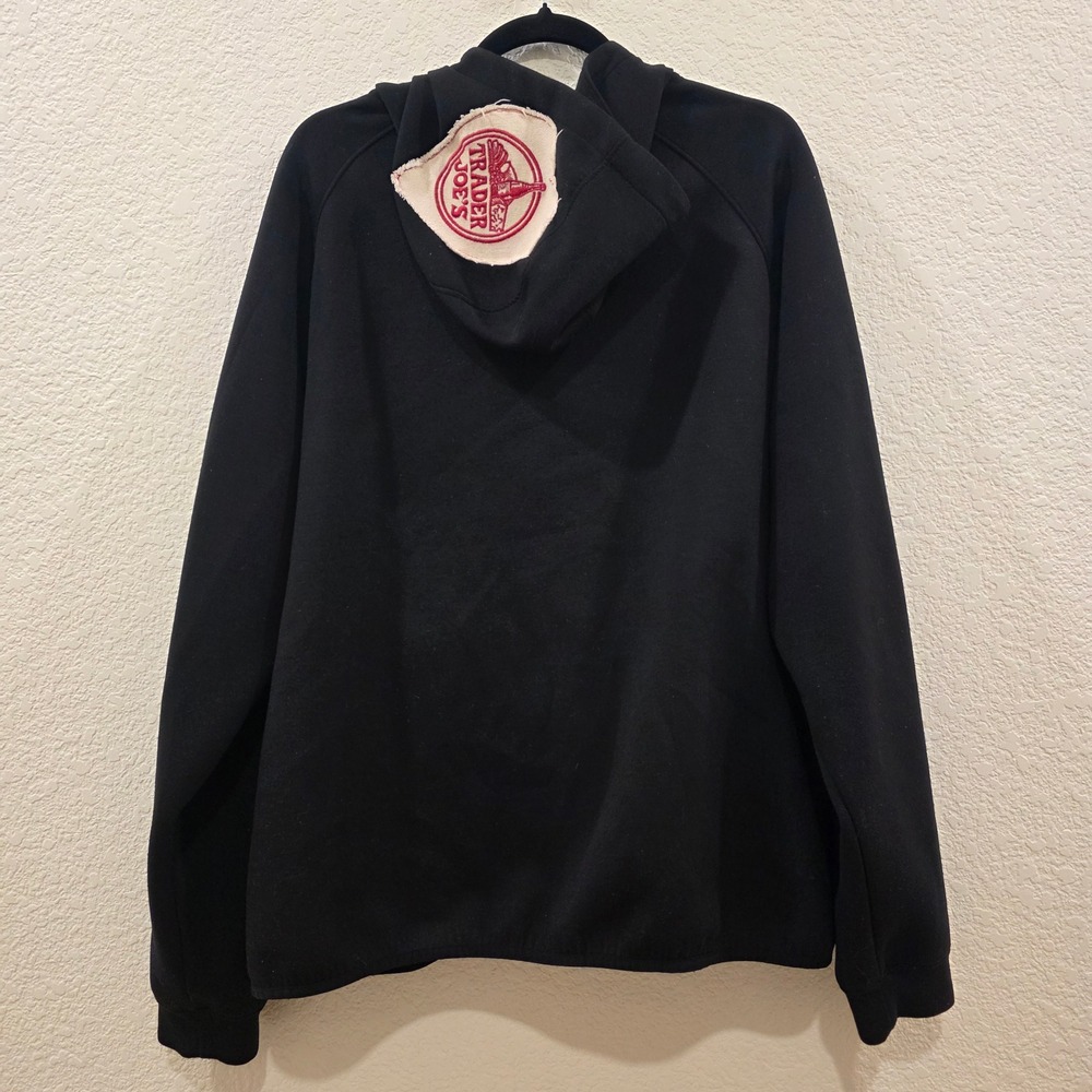 Trader Joes Patch Full Zip Hoodie Jacket Mens XL Black Raglan 32 Degrees Heat - Picture 7 of 9